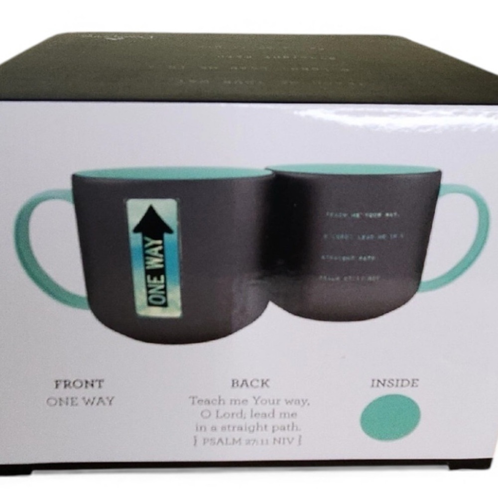 Mug Bible Verse Inspirational Message Ceramic Stoneware Black Green Jumbo 16 Oz